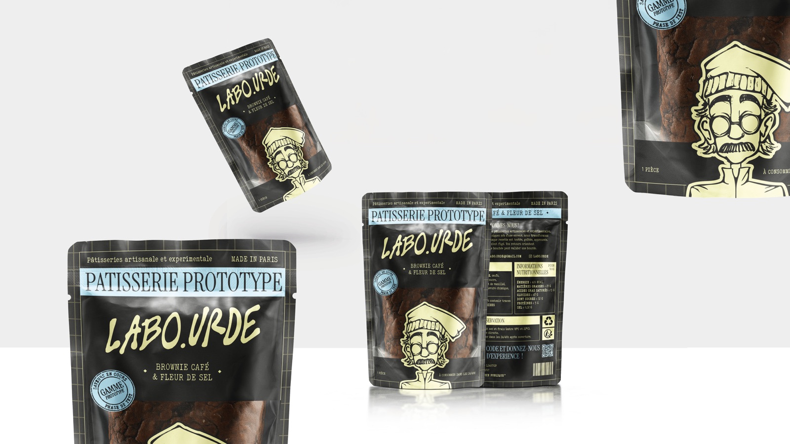 Sachets Brownie Café flottants — gamme Prototype