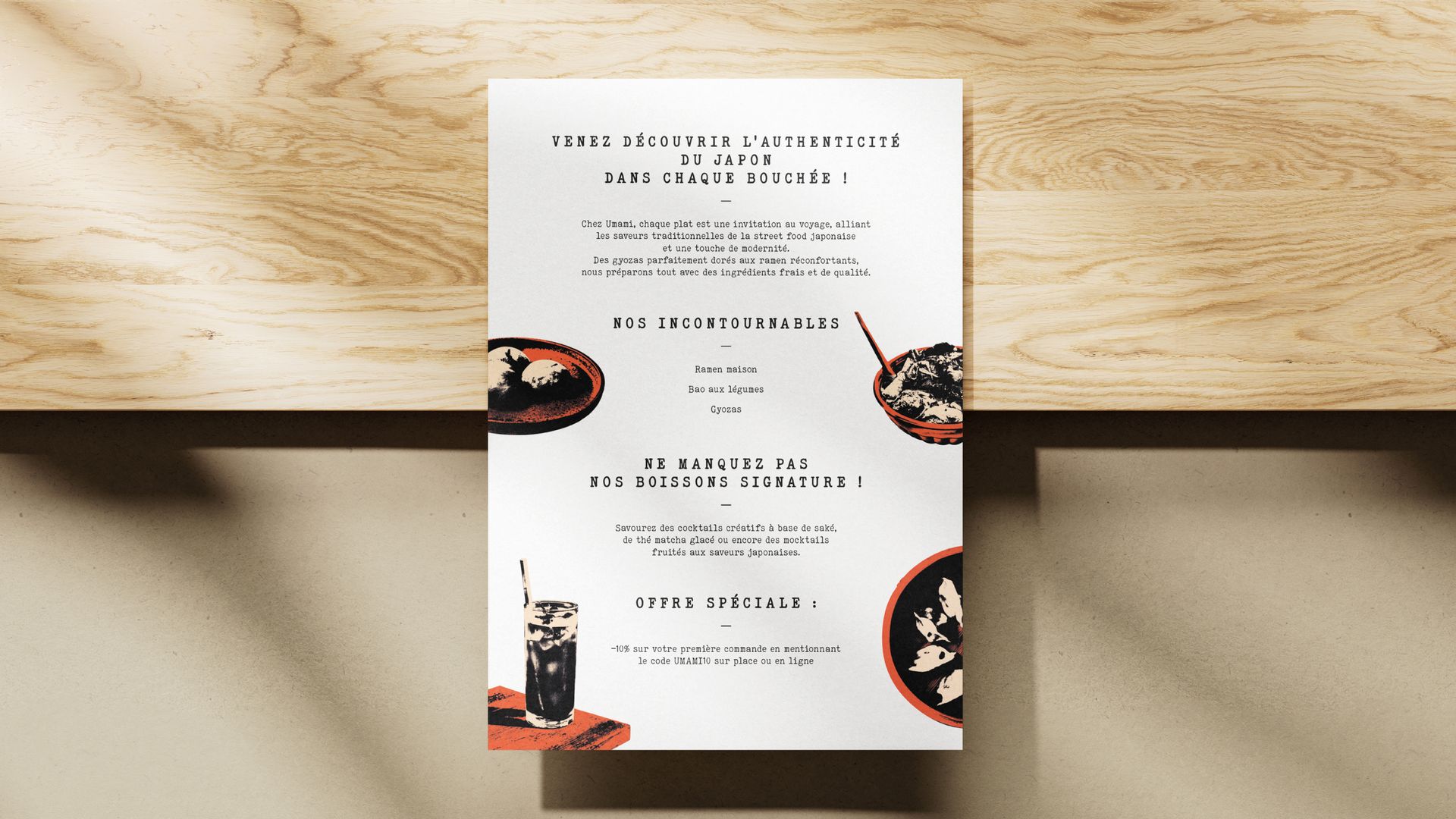 UMAMI — Menu verso